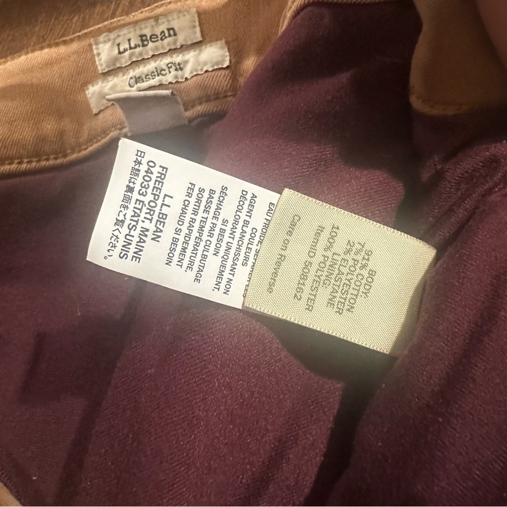 L.L. Bean Women's Classic Fit Fleece-Lined Straight Leg Tan Jeans - Picture 7 of 7